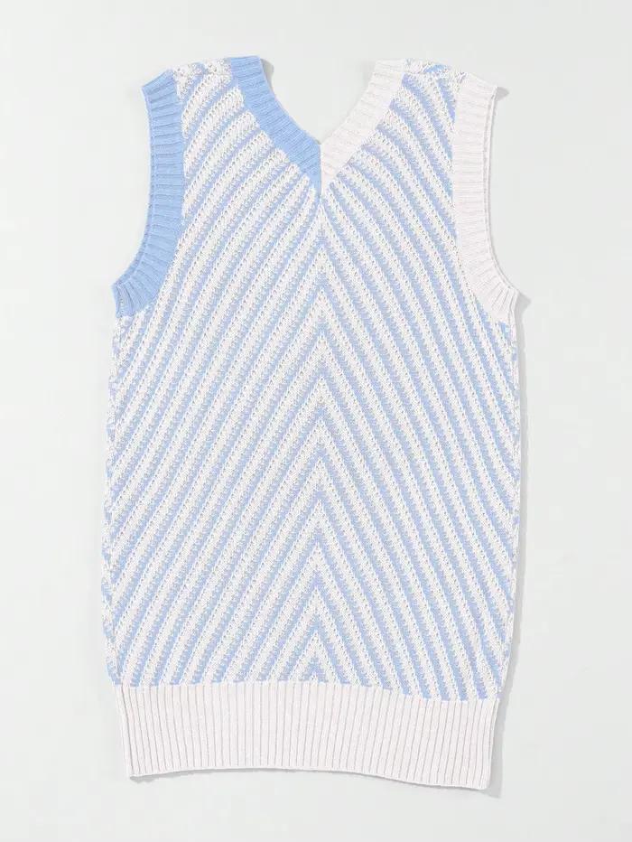 Nouveau Gilet Décontracté Femme 2026 à Rayures Multicolores Contrastées