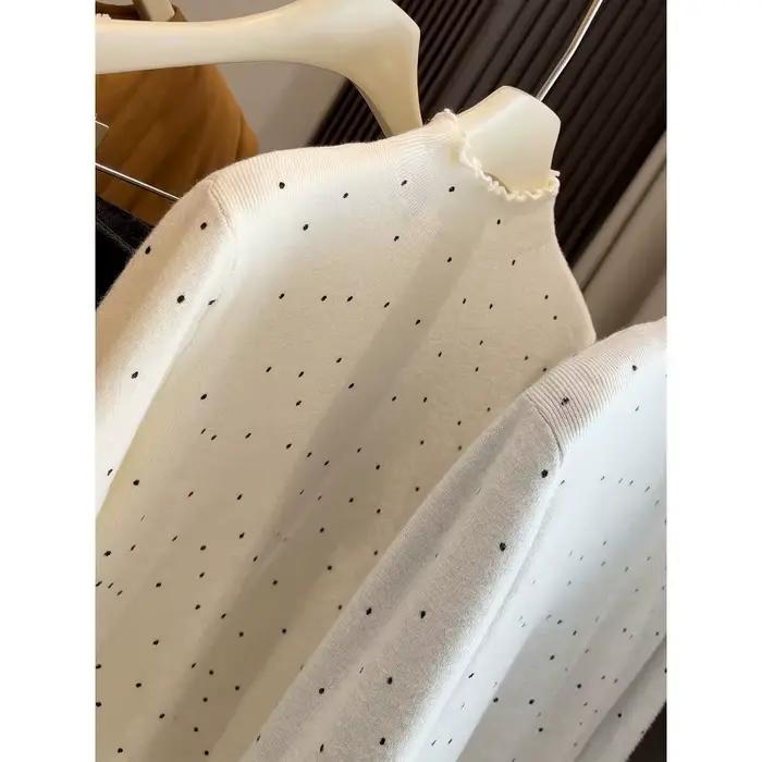 Pull à pois femmes à manches longues