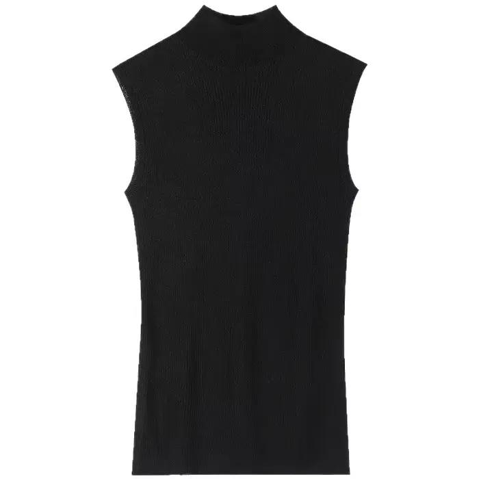Gilet tricoté noir sans manches