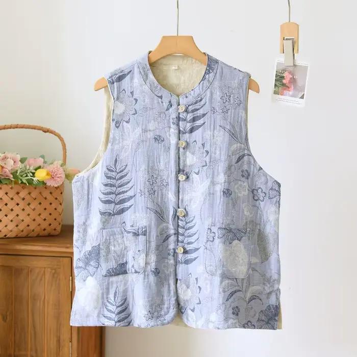 Gilet imprimé Floral Vintage pour femmes