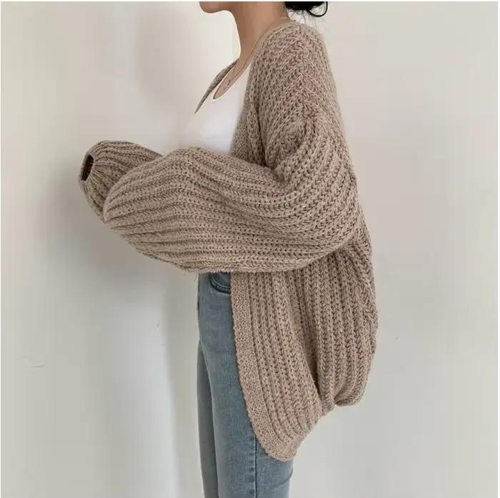 Cardigan Vintage Harajuku à manches lanternes pour femme