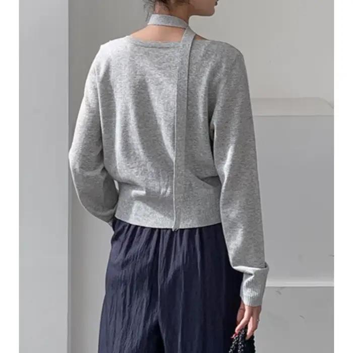 Pull tricoté à lacets doux pour femmes