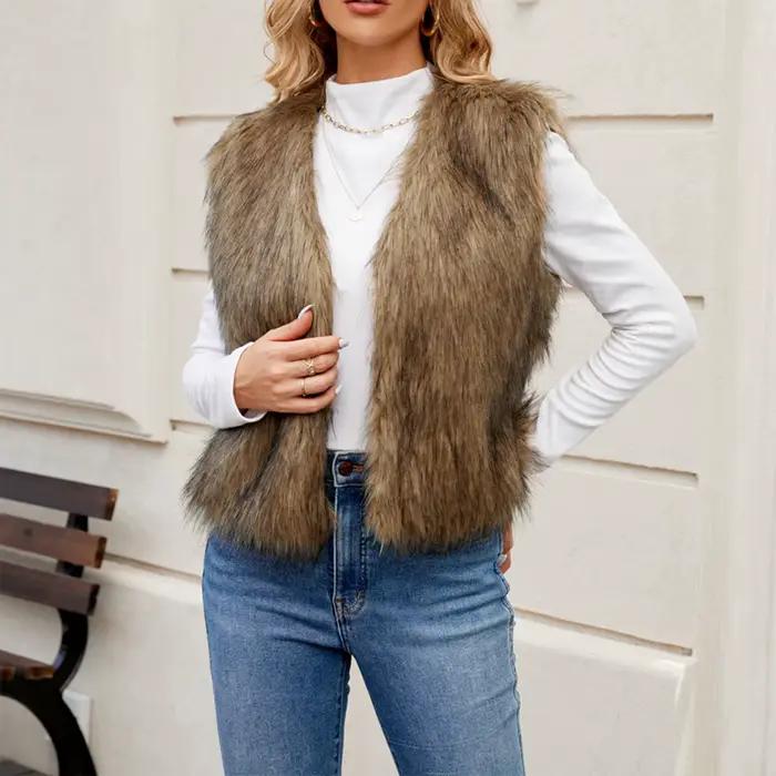 Gilet en fausse fourrure pour femme