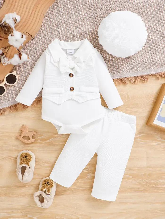 Ensemble de vêtements pour bébé garçon, faux gilet à deux manches longues, adapté pour être porté en automne et en hiver