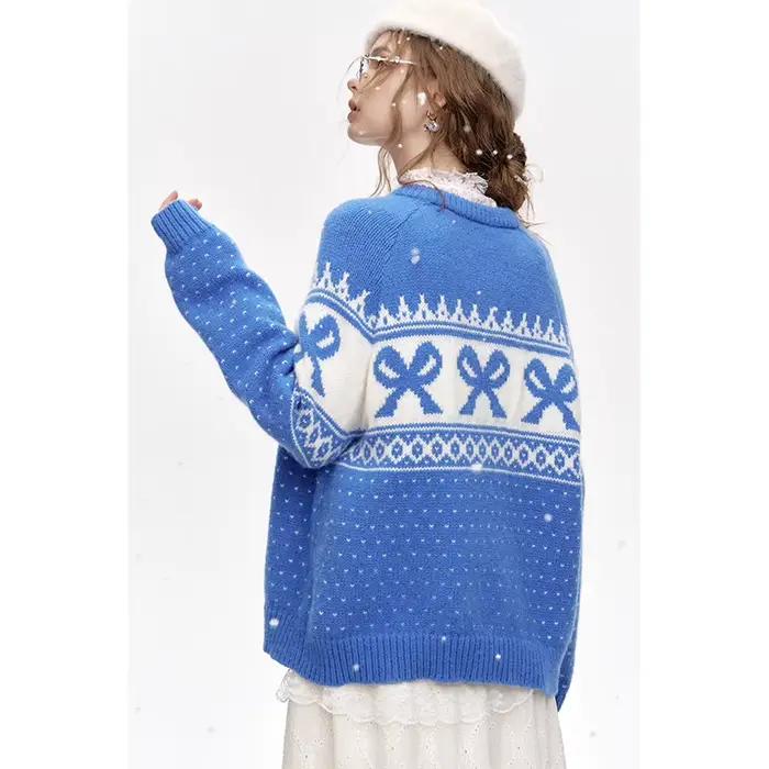 ELFSACK Pull ample Fair Isle pour femme