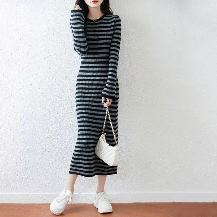 Jupe pull longue rayée
