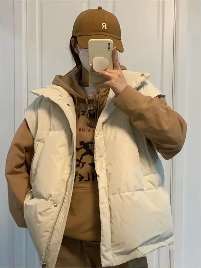 Gilet de travail en glaçure de coton rembourré avec fermeture éclair pour femme