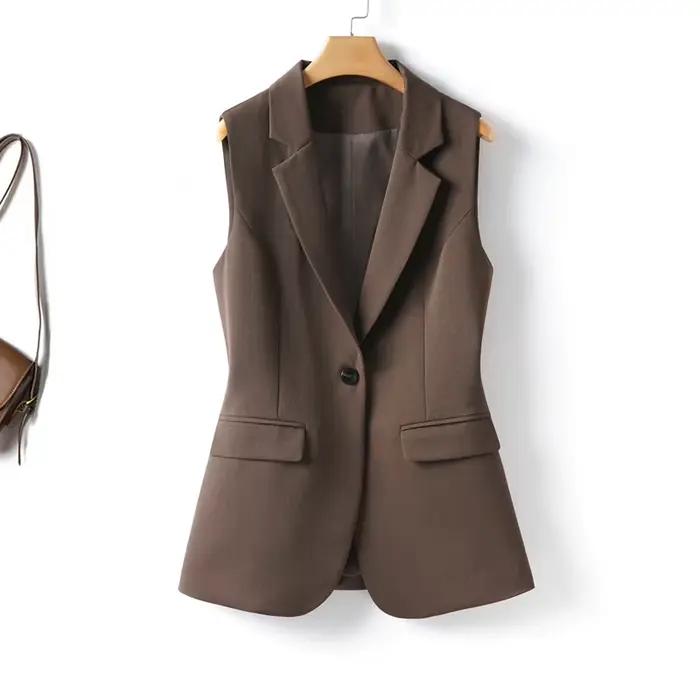 Gilet féminin élégant style costume veste de bureau printemps automne polyvalent amincissant dégageant une élégance occase spéciales femmes