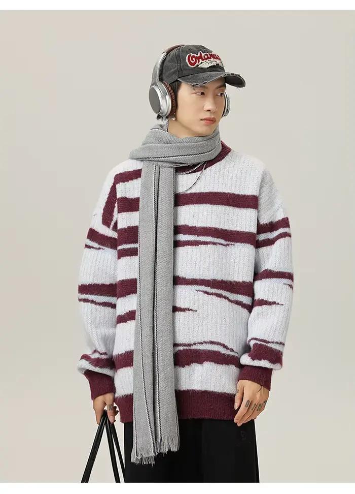Pull à motif de contraste irrégulier