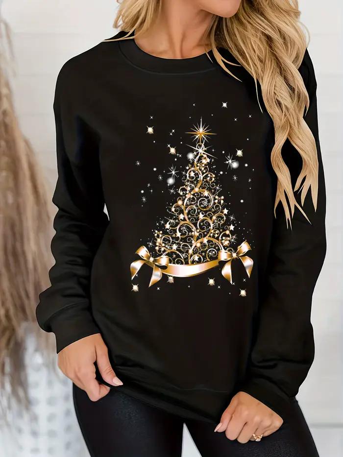 Pull ample imprimé de noël pour femmes