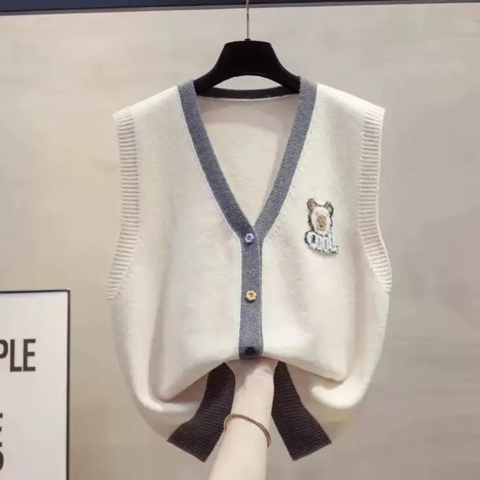 Cardigan gilet gilet gilet femmes 2025 printemps et automne nouveau lâche cheval pince couches pull et gilet