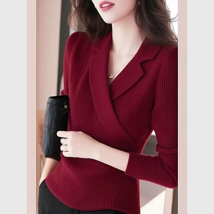 Pull élégant en tricot uni pour femme