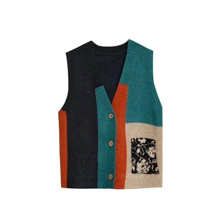 Pull cardigan rétro avec col en V pour femme