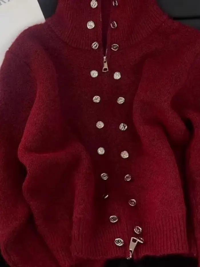 Cardigan tricoté moelleux de luxe pour femme
