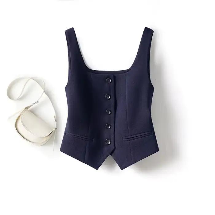 Costume pour femmes gilet manteau 2025 été Version coréenne mode dames gilet hauts être tout-match élégant femme cheval pince