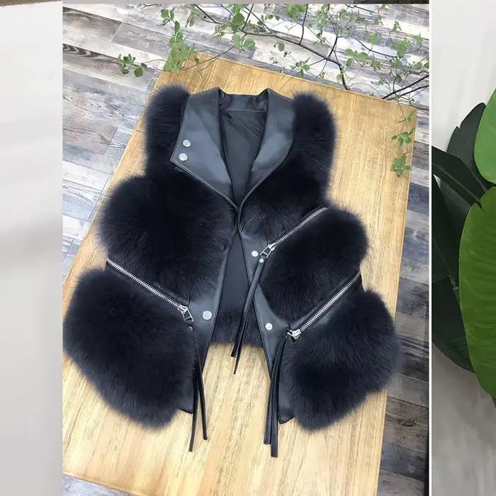 2025 nouvelles femmes fausse fourrure gilet Chic épissure renard