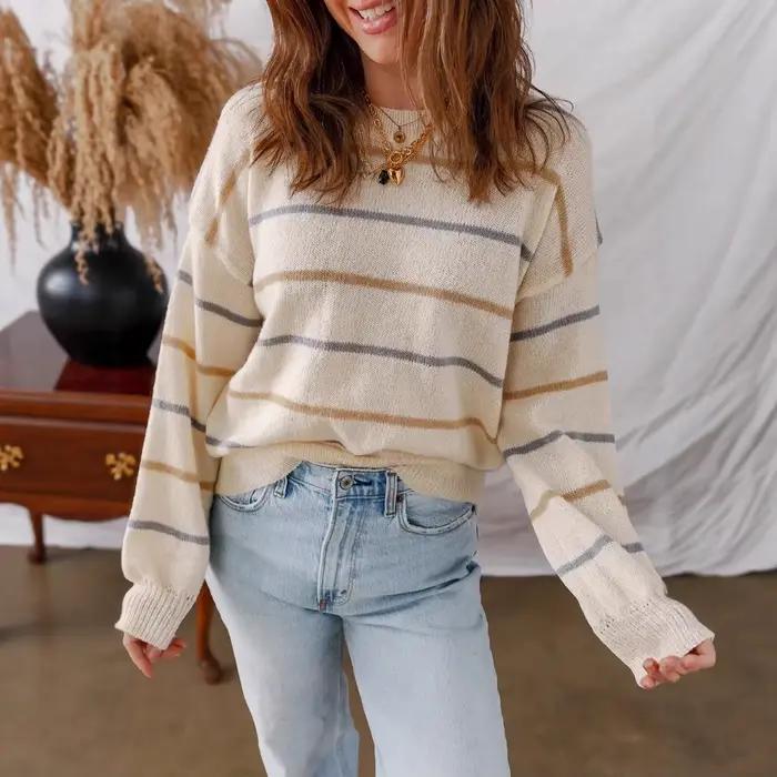 Pull ample à manches longues pour femmes