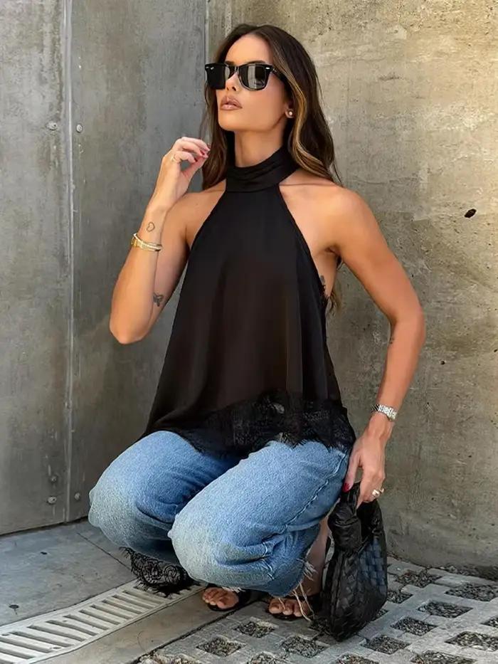 Pull tricoté à manches mi-longues pour femme