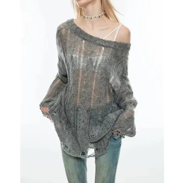 Pull en détresse pour femmes