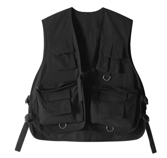 Gilet tactique rose pour femmes, vêtements de travail multi-poches, haut tendance décontracté, coupe ample, streetwear d'automne pour l'extérieur