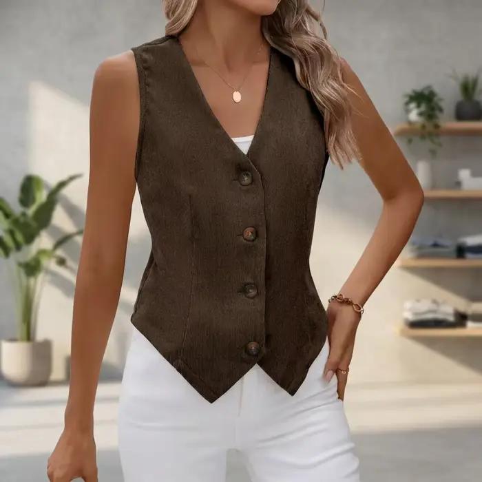 Gilet Vintage en velours côtelé pour femmes
