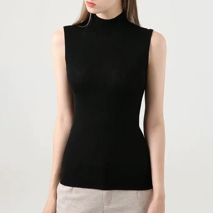 Gilet tricoté noir sans manches