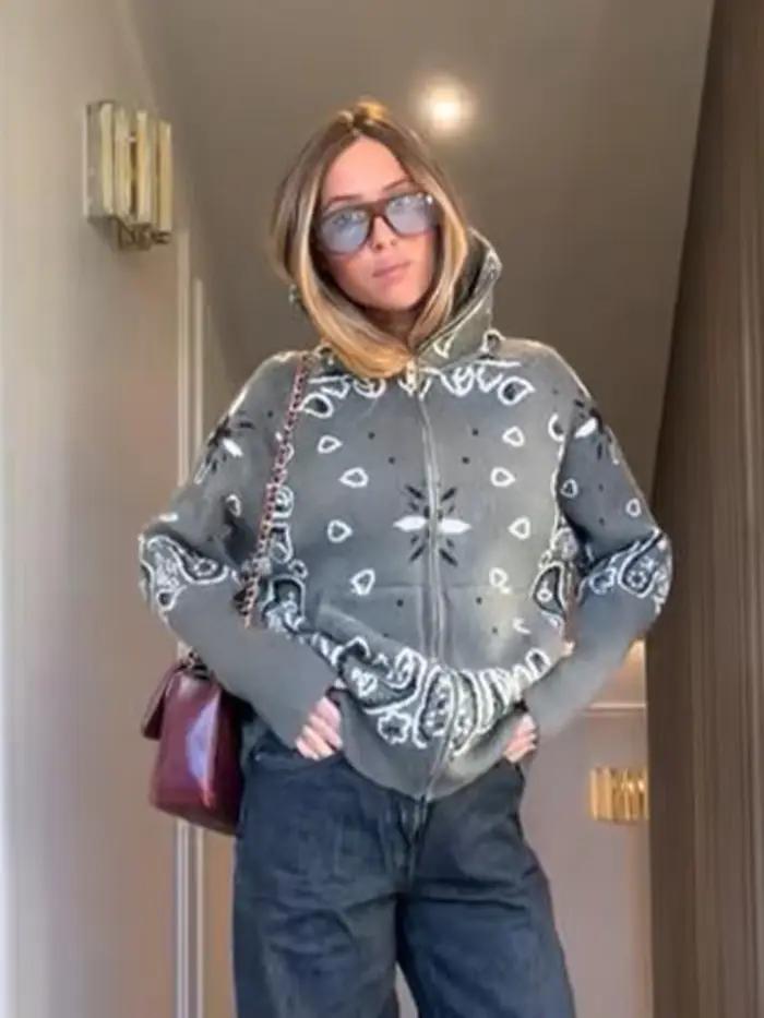 Pull tricoté à manches longues pour femme