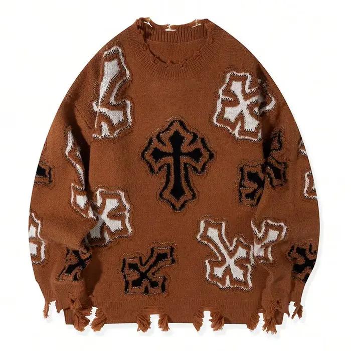 Pull tendance américain High Street avec franges avec personnages imprimés audacieux