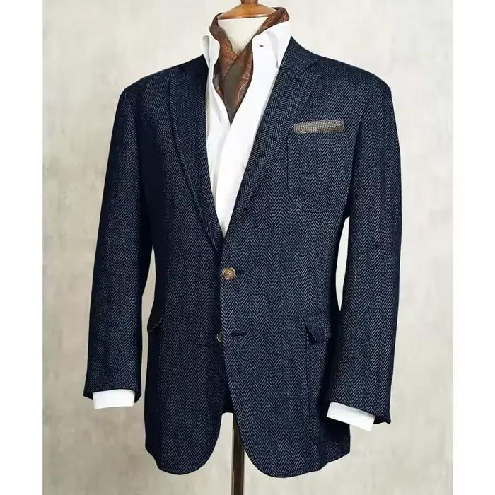 Veste pour hommes Champagne à chevrons costume décontracté Blazer élégant mode veste cintrée simple boutonnage vêtements confortables extérieur