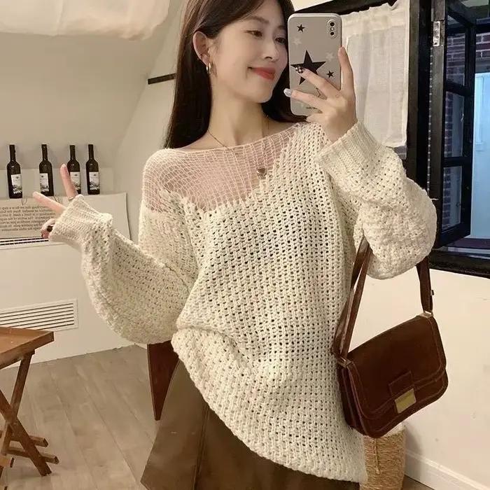 Pull creux à manches longues pour femmes