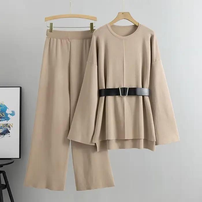 Ensemble 2 pièces pull tricoté pour femmes