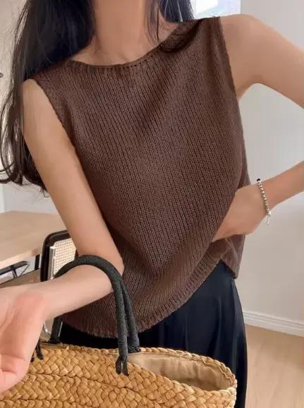 Gilet tricoté sans manches pour femme