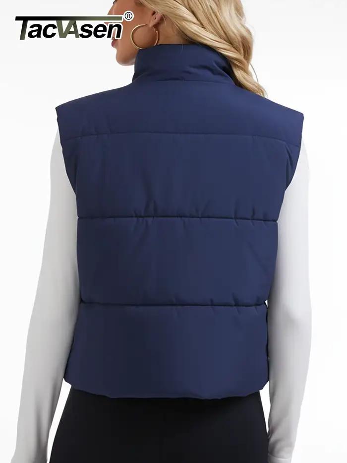 TACVASEN Gilet à col montant pour femme