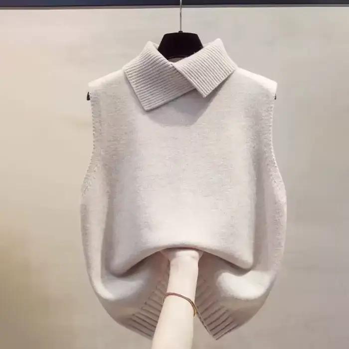 Gilet tricoté sans manches pour femme