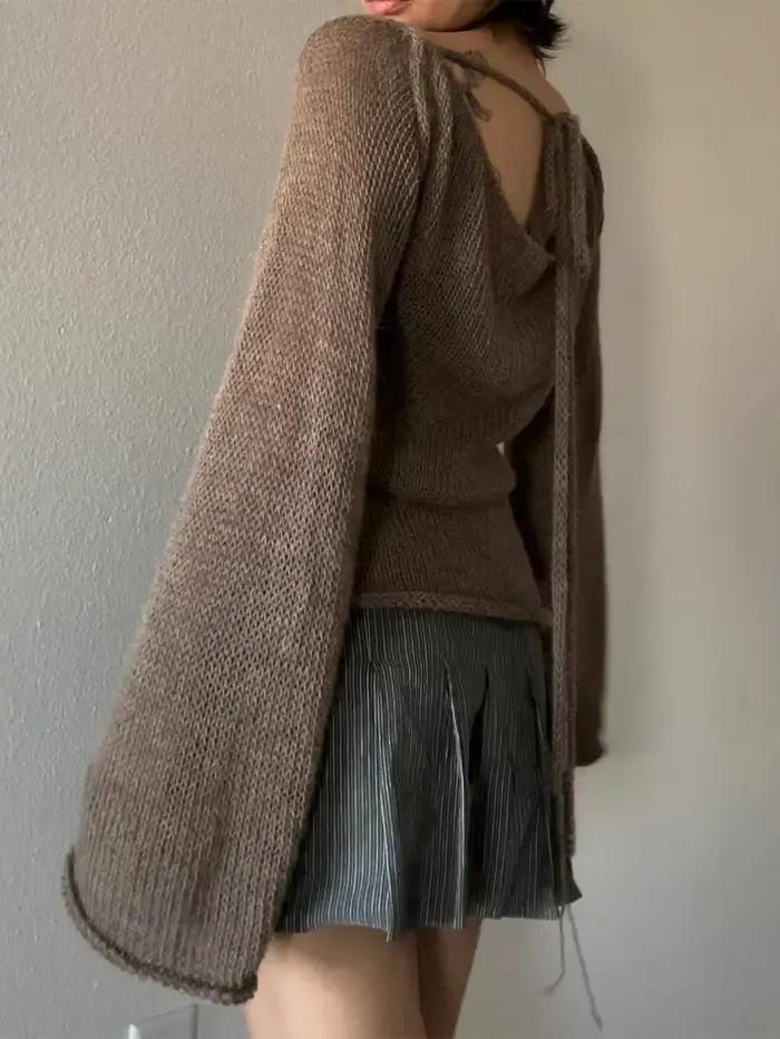 Pull à Manches sulfet Col Bateau pour Femme
