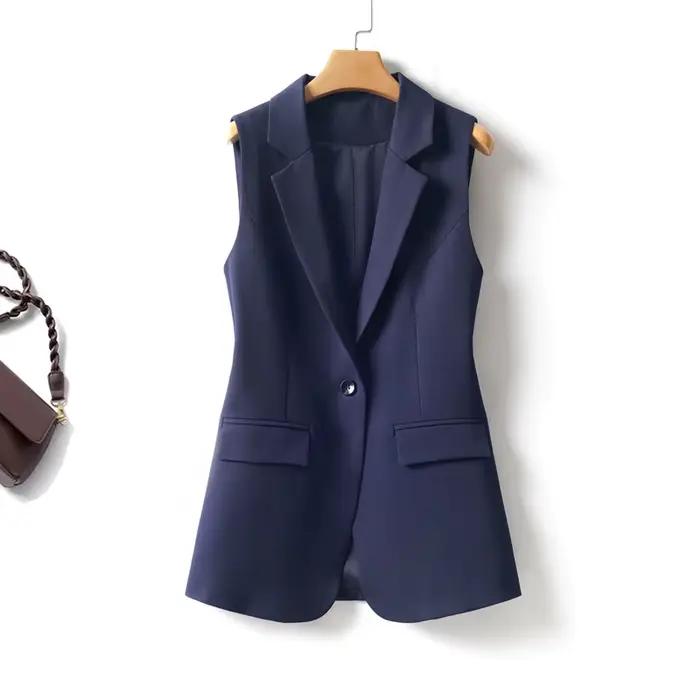 Gilet féminin élégant style costume veste de bureau printemps automne polyvalent amincissant dégageant une élégance occase spéciales femmes