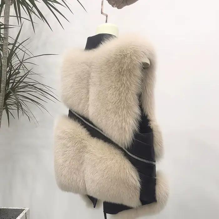 2025 nouvelles femmes fausse fourrure gilet Chic épissure renard