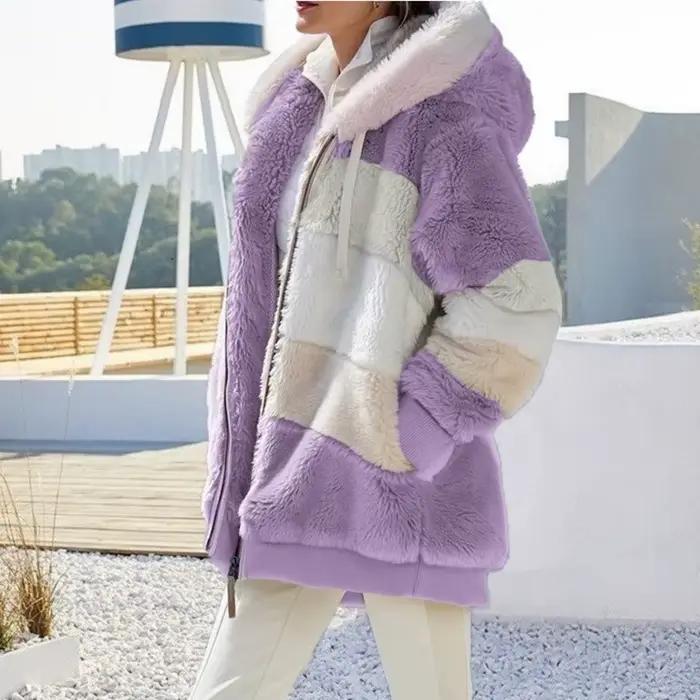 Pull chaud à capuche en peluche pour femmes