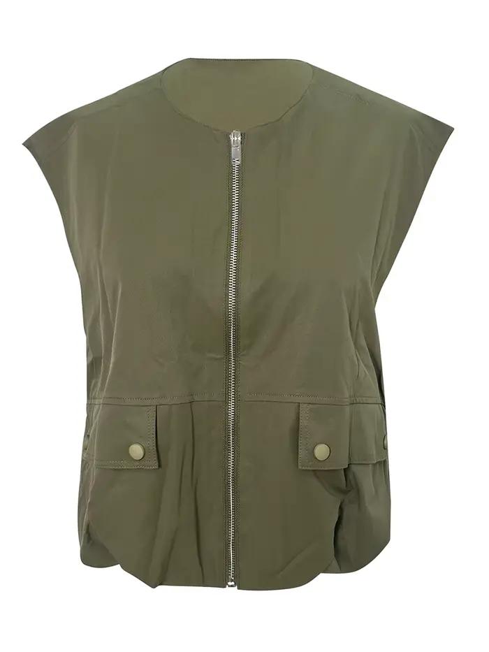 Gilets cargo à col rond pour femmes