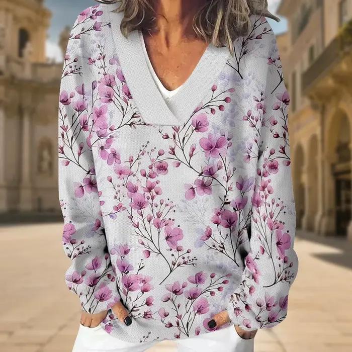 Sweat-shirt à col en v pour femmes