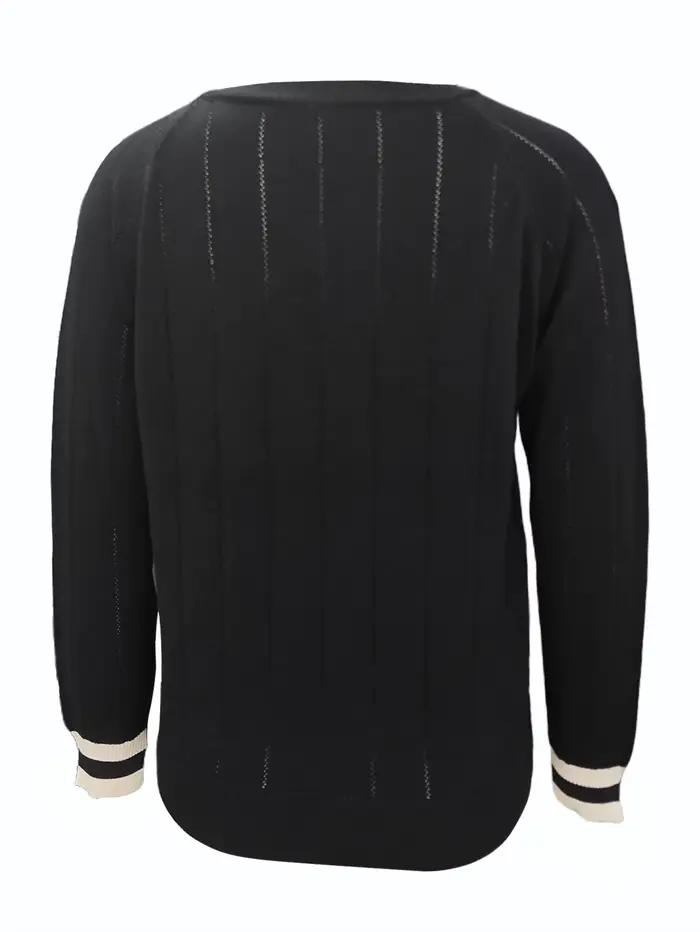 Vêtements pour femmes, pull noir à col en V