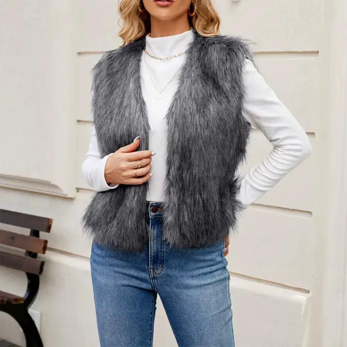 Gilet en fausse fourrure pour femme
