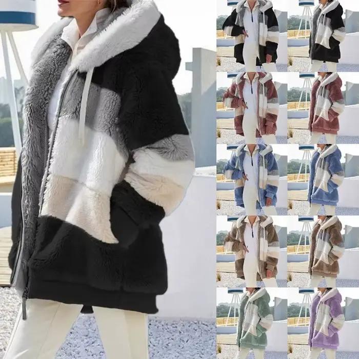 Pull chaud à capuche en peluche pour femmes