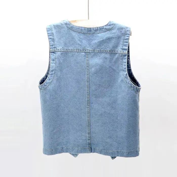 Printemps été coréen court Denim gilet femmes Vintage noir sans manches veste jean décontracté gilets femme