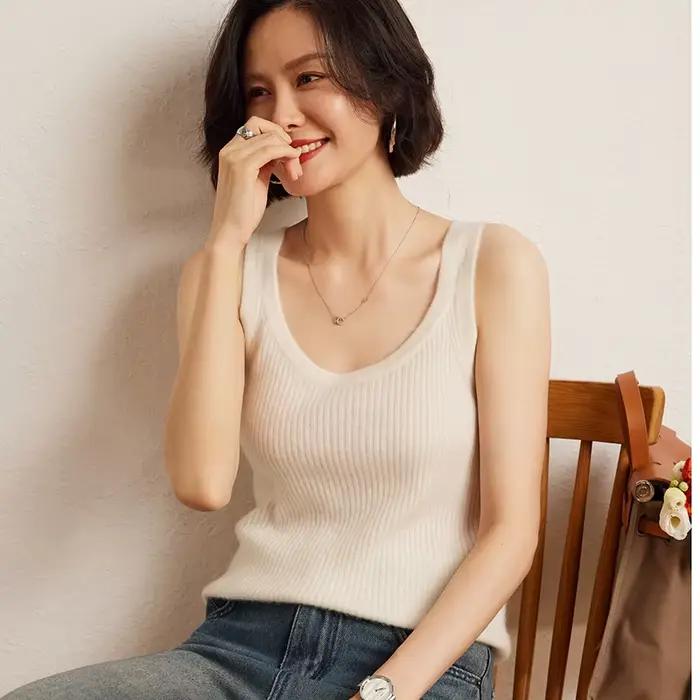 Camisole en tricot à col rond pour femme