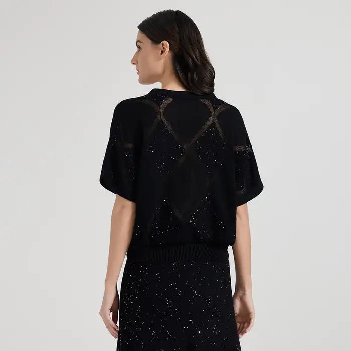 Cardigan en soie et lin à paillettes pour femme