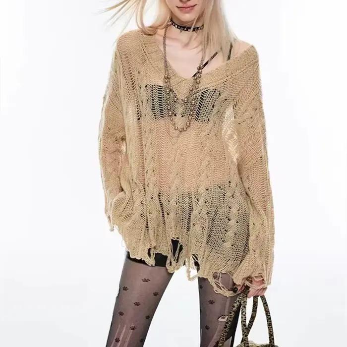 Pull en détresse pour femmes