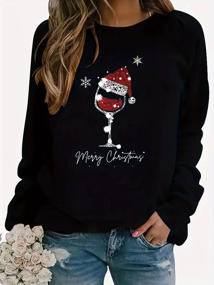 Pull ample imprimé de noël pour femmes