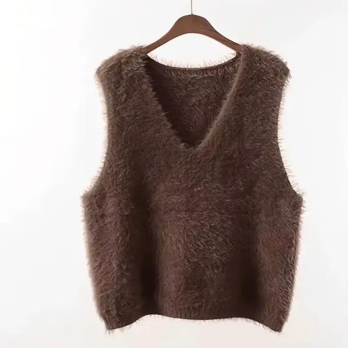 Pull court pour femme, gilet chaud Vintage Y2k