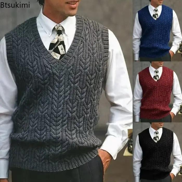 Gilet pull tricoté décontracté chaud pour homme